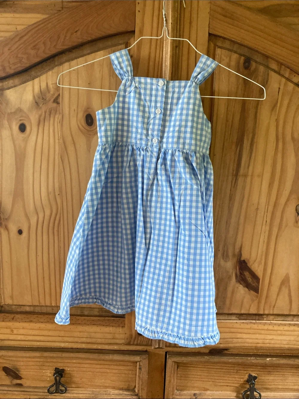 Girls Gymboree blue white checks flower sleeveless sun dress size 4T